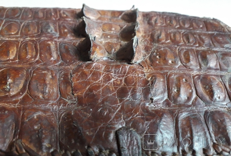 Винтажная сумка ручной работы из кожи алигатора - 23х24х8 см., фото №12