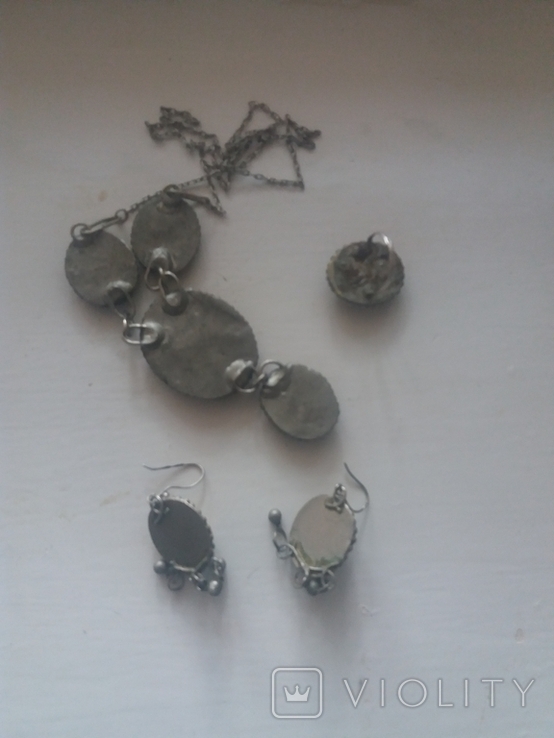 Набор цепочка, кольцо и серьги с камнями, photo number 6