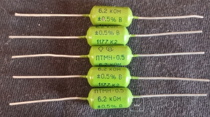 Радиодетали Резисторы ПТМН-0,5 6,2 кОм 0,5% 5шт. СССР (б/р)