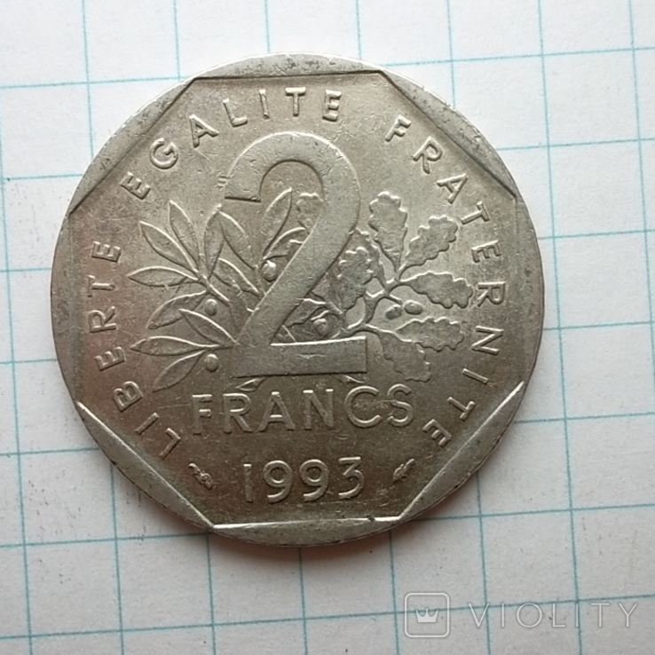 Франція 2 франка, 1993 50-та річниця - Заснування Національного руху опору, photo number 2