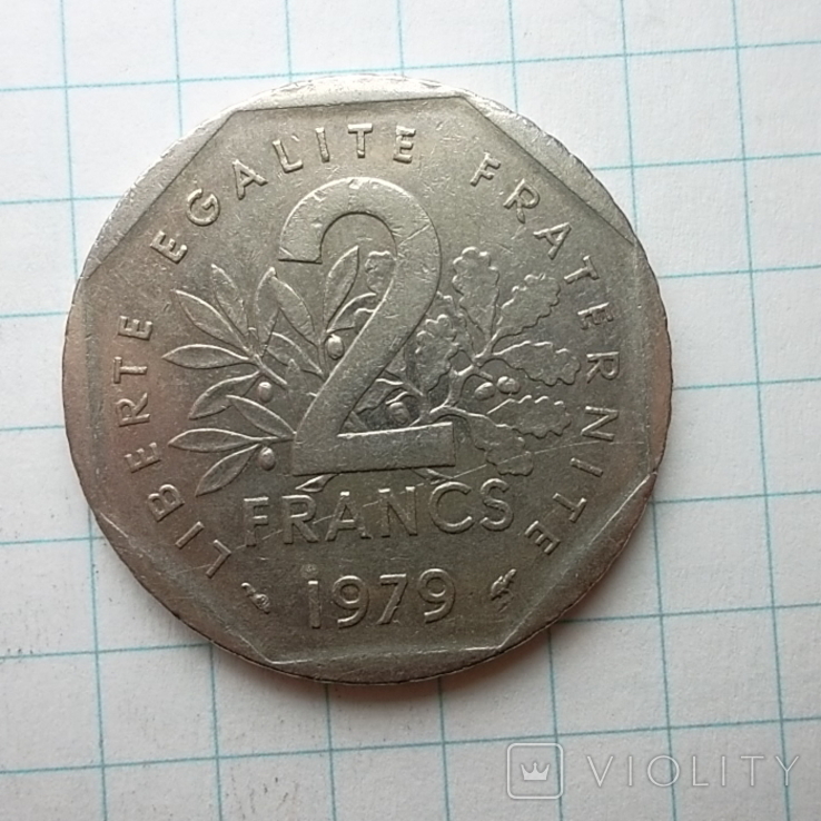 Франція 2 франка, 1979, фото №2