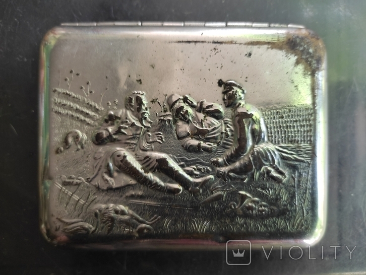 Vintage. Cigarette case "Hunters at a halt", "Partridges" .. USSR, photo number 2