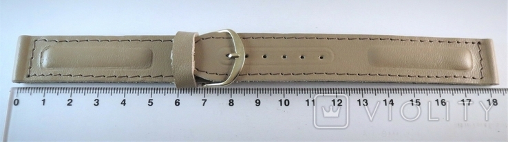 New Watch strap 18 mm. Leather. Beige color, photo number 13