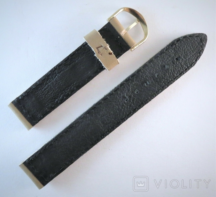 New Watch strap 18 mm. Leather. Beige color, photo number 7