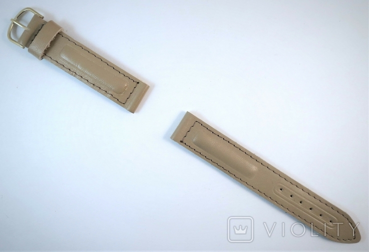 New Watch strap 18 mm. Leather. Beige color, photo number 8