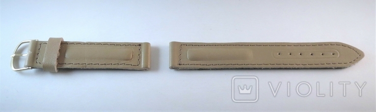 New Watch strap 18 mm. Leather. Beige color, photo number 10