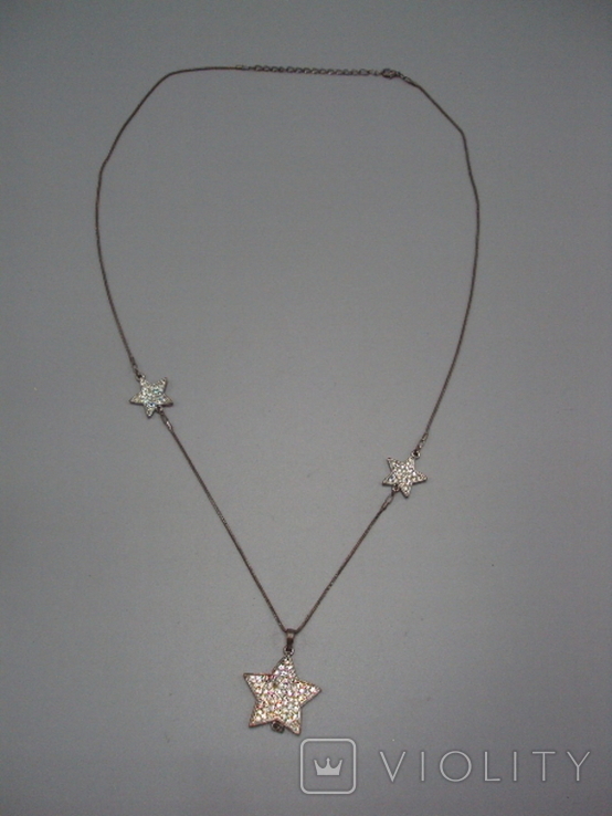 Costume jewelry, necklace, chain and stars, beads, stars, chain length: 78 cm (not all pebbles), photo number 2