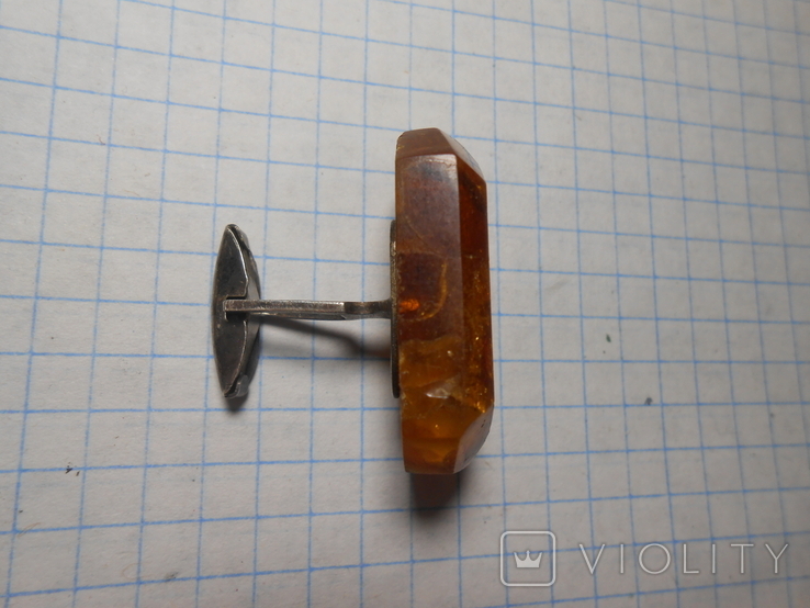 Запонка Янтарь Серебро 875 со звездой Вес - 5,45 грамм, photo number 5