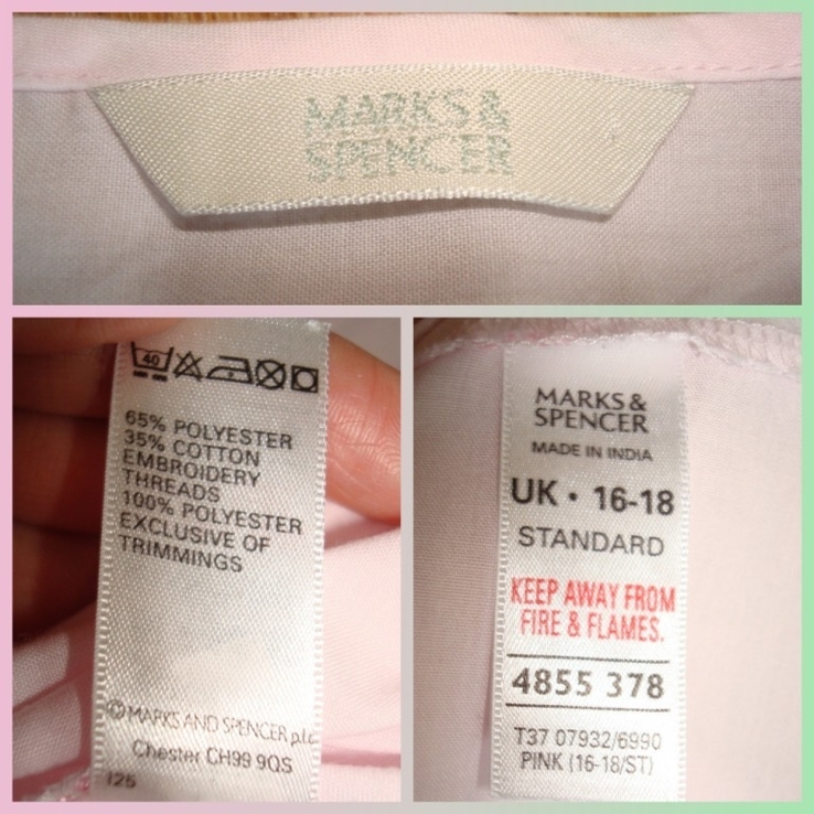 Marks&amp;Spencer Красивая ночнушка женская розовая с кружевом и вышивкой UK16-18, фото №10