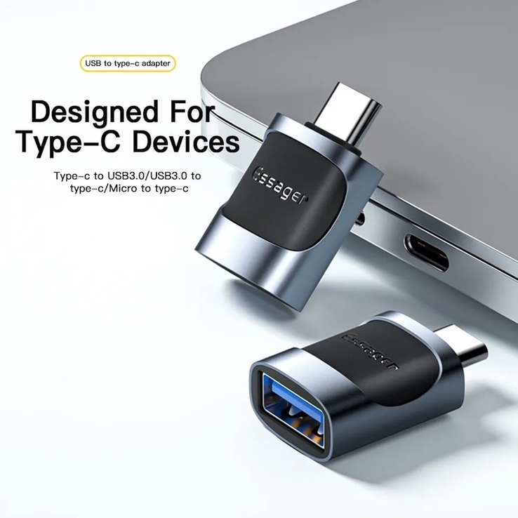 Essager OTG Переходник коннектор Micro USB к Type-C (USB 2.0, 480 Мб/с, 2.4А), фото №7