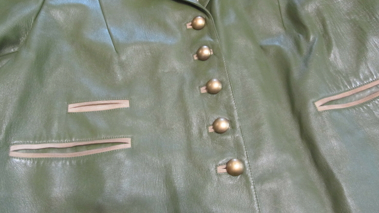 Куртка, кожа,большой размер,зеленая., фото №3