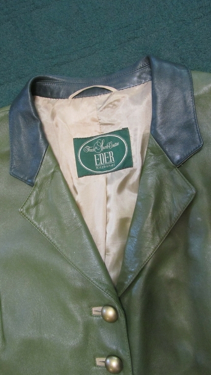 Куртка, кожа,большой размер,зеленая., фото №6