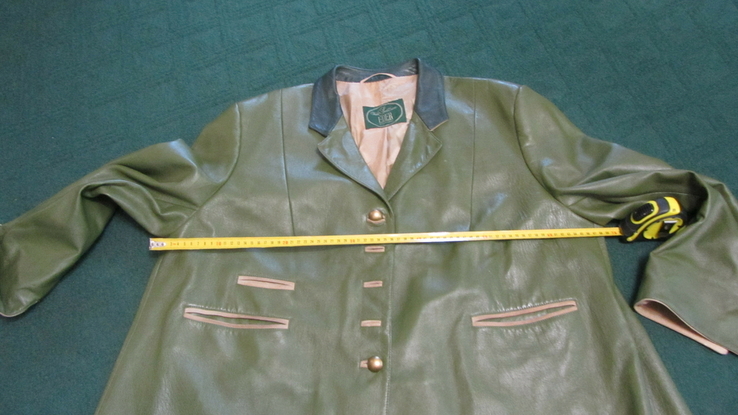 Куртка, кожа,большой размер,зеленая., фото №7
