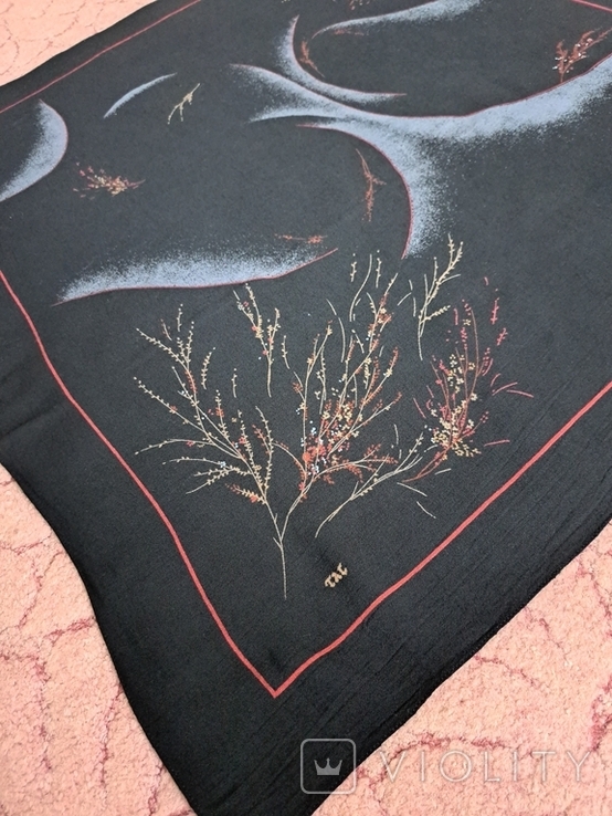 Винтаж чёрный платок штапель, 84/77 см, фото №2