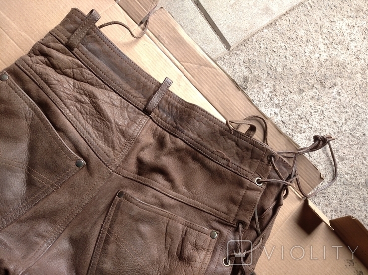 Кожаные женские плотные брюки размер 48, photo number 5