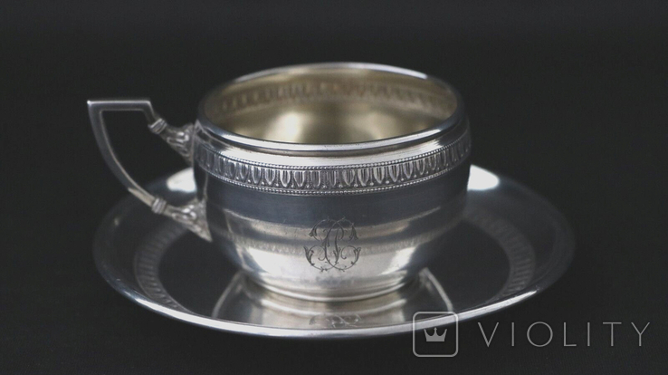 Antique silver, coffee pair, creamer, 875/950, France/Russian Empire, 240.7 g, photo number 3