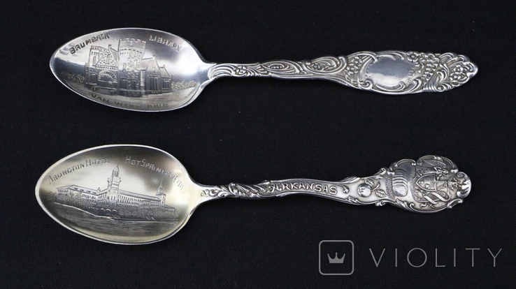 Antique silver, souvenir spoons, cutlery, Towle, USA/France, 372 g, photo number 9
