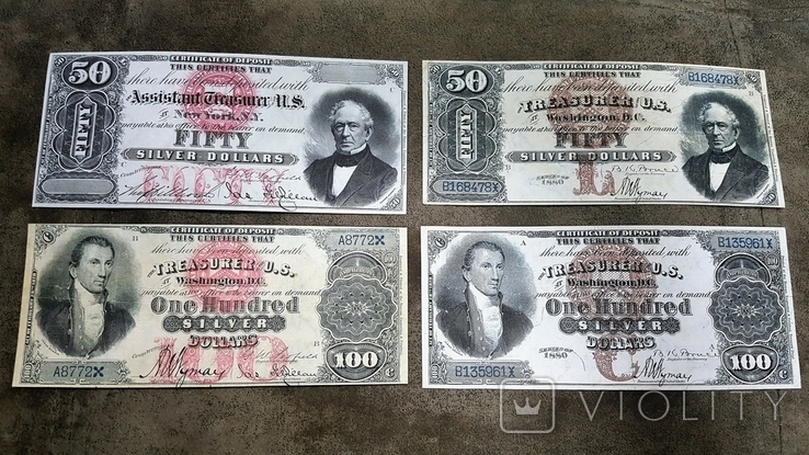 Качественные копии банкнот США c В/З Серебряный доллар 1878-1880 год., фото №6