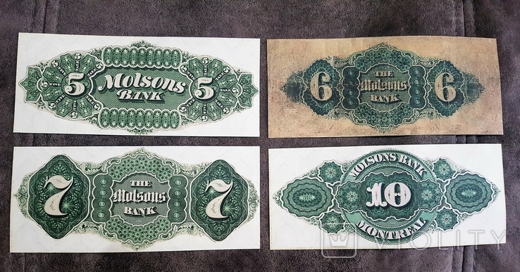High-quality copies of banknotes of Canada with V / Z Bank Molsons dollar: 1871 - 1922, photo number 5