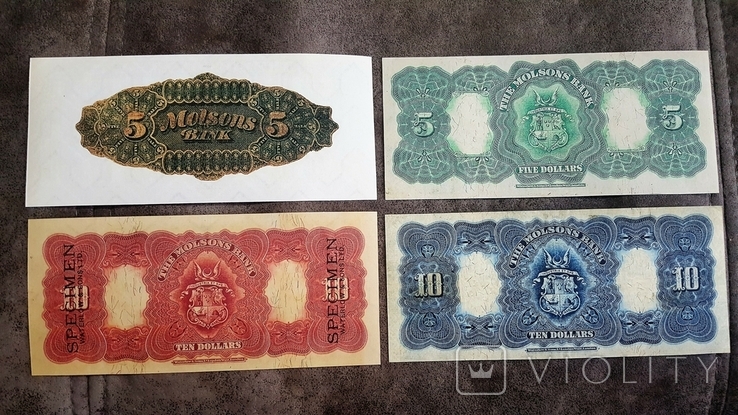 High-quality copies of banknotes of Canada with V / Z Bank Molsons dollar: 1871 - 1922, photo number 9