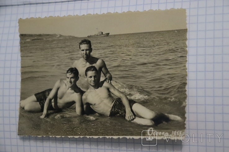 Nude military on the seashore of Odessa, 1958