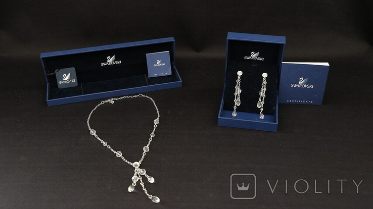 Swarovski Crystal, necklace and earring set, in original certificate boxes, photo number 2