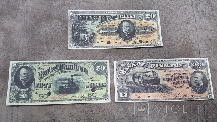 High-quality copies of banknotes of Canada with V / Z Bank of Hamilton 1914 - 1922 year., photo number 6