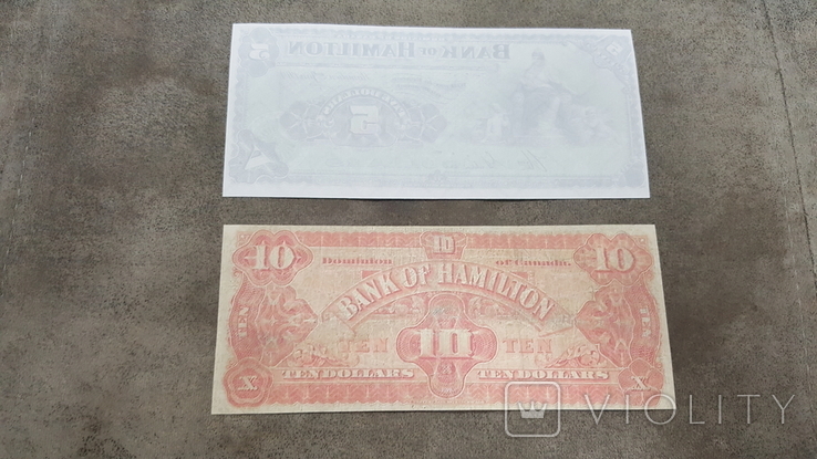 High-quality copies of banknotes of Canada with V / Z Bank of Hamilton 1914 - 1922 year., photo number 9