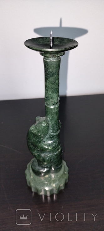 Candlestick "Bear". Green stone., photo number 7
