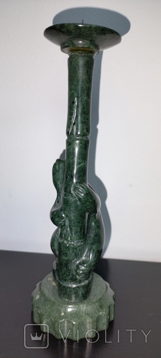 Candlestick "Bear". Green stone., photo number 8