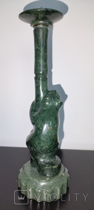Candlestick "Bear". Green stone., photo number 10