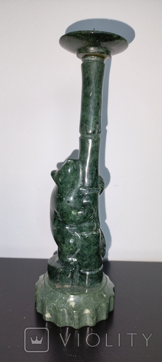 Candlestick "Bear". Green stone., photo number 2