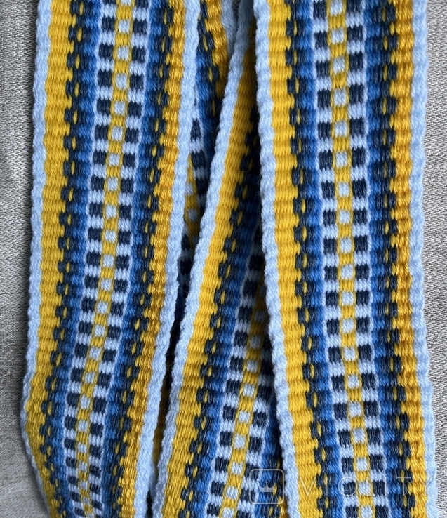 Lonely woven yellow and blue belt, woven bluish-yellow edge, belt with an ornament, photo number 8