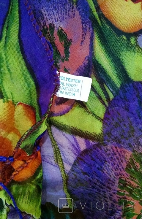 Платок палантин шаль с бахромой Полевые цветы рисунок номерной Индия, фото №6