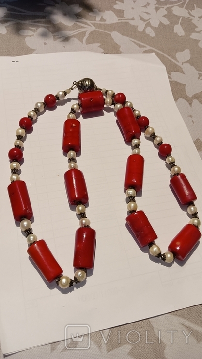 Coral necklace, river pearl, photo number 3
