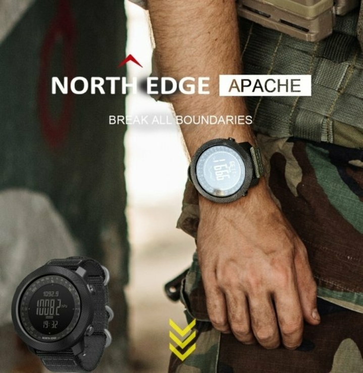 Чоловічий тактичний годинник, мужские тактические часы North Edge Apache 5BAR, + бонус, numer zdjęcia 2