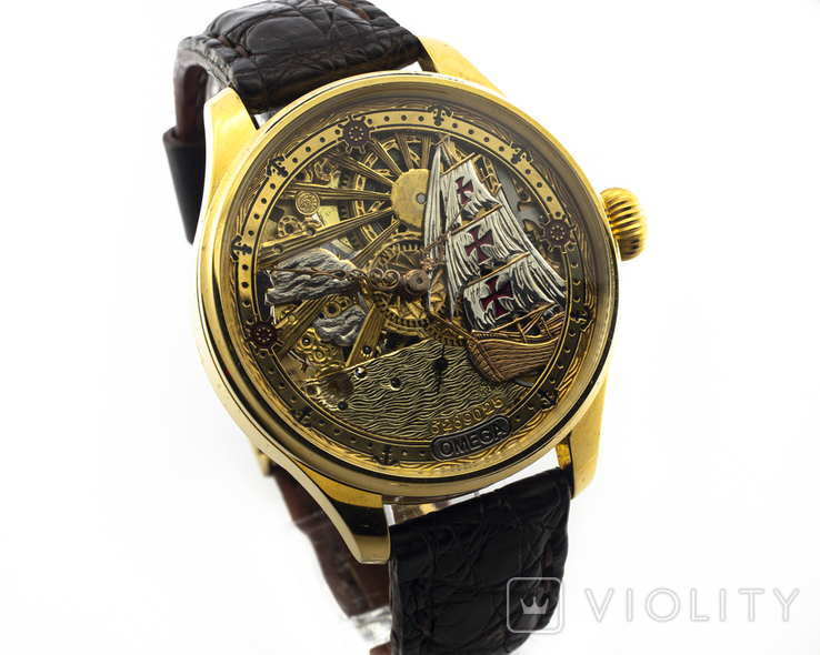 Skeleton watch on OMEGA movement, photo number 3