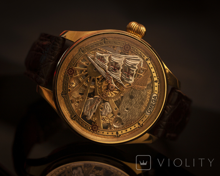 Skeleton watch on OMEGA movement, photo number 2