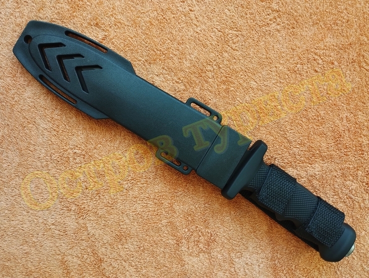 Охотничий тактический нож 1258A Black с пластиковым чехлом стеклобой 31.5 см, numer zdjęcia 8