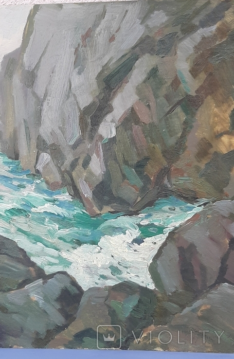 "Rocks by the Sea" P. Brediuk 1977 47.5x45 cm, oil on cardboard, photo number 4