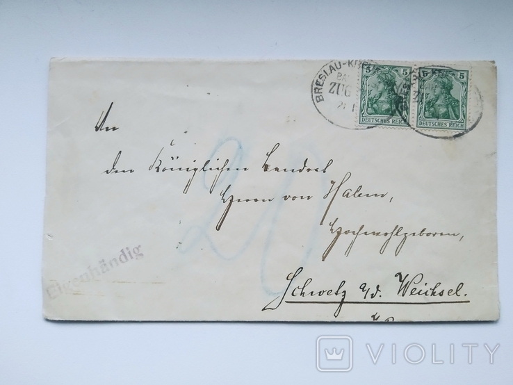 Germany 1908 envelope Wroclaw - Sweden, photo number 2