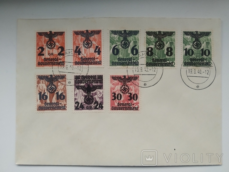 General Government Third Reich 1940 redeemed stamps on envelope lot2, photo number 2