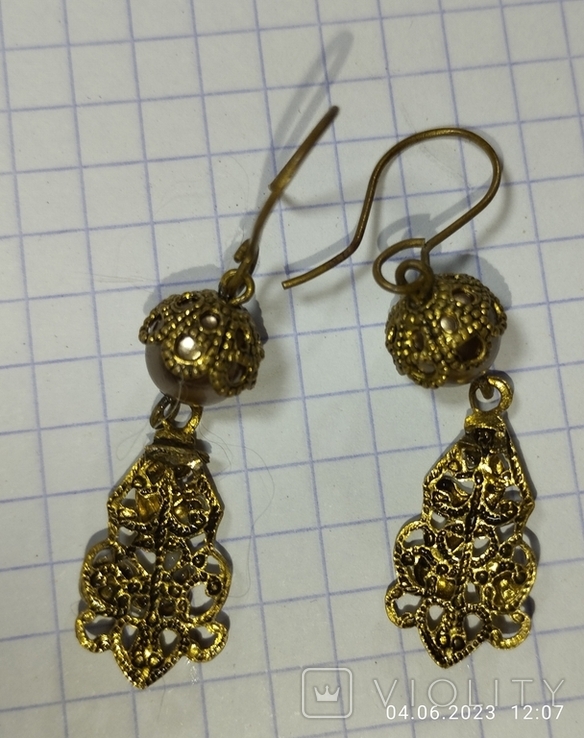 Antique earrings made of bronze, photo number 4