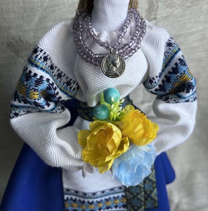 Велика лялька-мотанка народна жовто-блакитна лялька, photo number 4