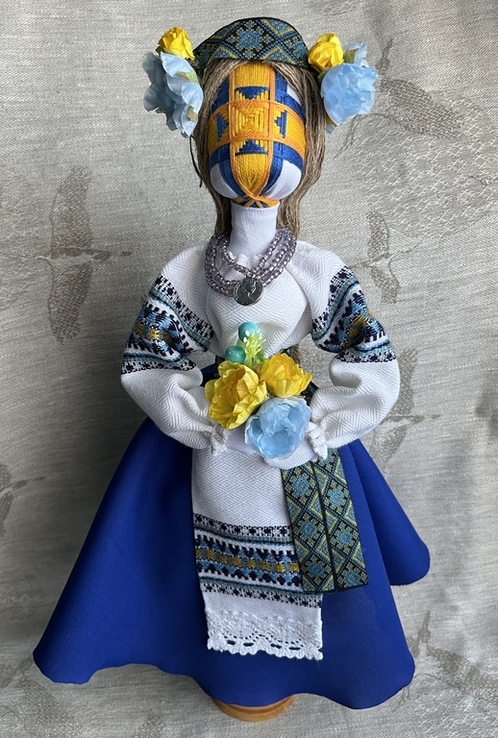 Велика лялька-мотанка народна жовто-блакитна лялька, photo number 9