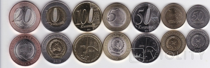 Angola Angola - set of 7 coins 50 Centimos 1 5 10 20 50 100 Kwanzas 2012 - 2015