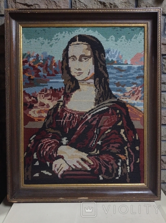 Antique tapestry "Mona Lisa" by Leonardo da Vinci, from Germany, photo number 11