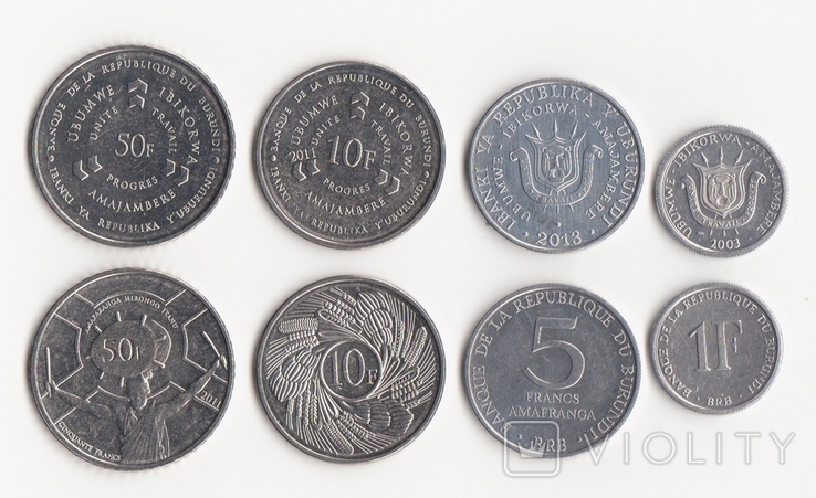 Burundi Burundi - set of 4 coins 1 5 10 50 Francs 2003 - 2013