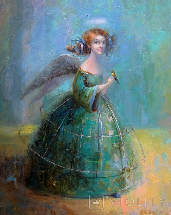 "Smaragdovy angel" 50x40 cm, photo number 2