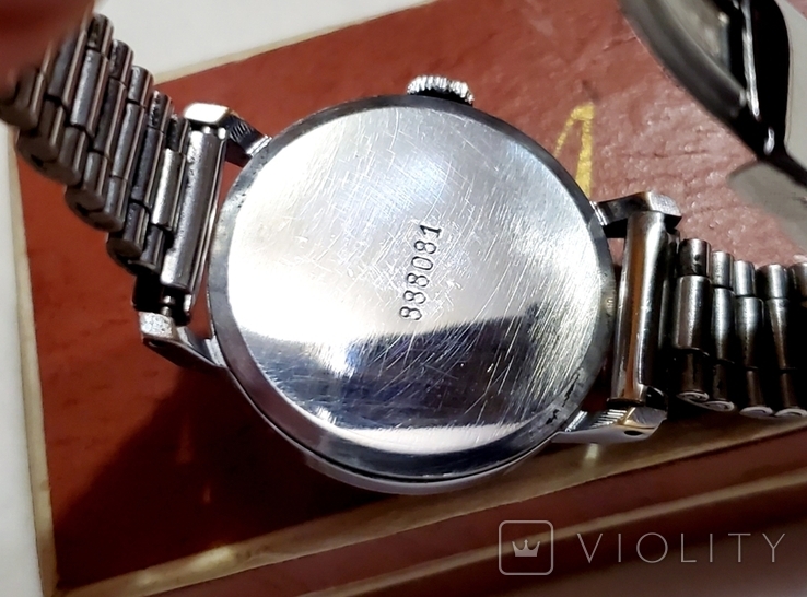 Watch Zarya-Skaters 21 stones in a chrome case on a bracelet of the USSR, photo number 8